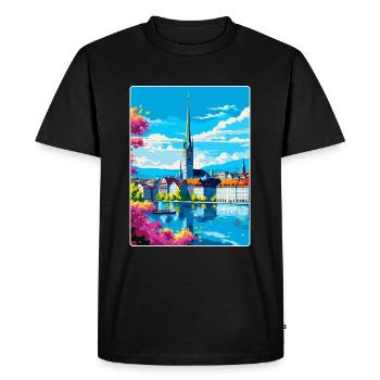 Zurich Suisse Affiche de voyage vintage souvenir - T-shirt Premium bio Homme - noir - Devant - Nico (187cm)