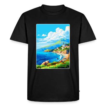 Péninsule de Mani Grèce Affiche de voyage vintage WPA - T-shirt Premium bio Homme - noir - Devant - Nico (187cm)