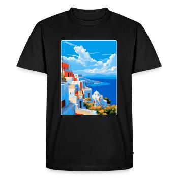 Amorgos Greece Vintage Travel Poster Souvenir WPA - Men's Premium Organic T-Shirt - black - Front - Nico (187cm)