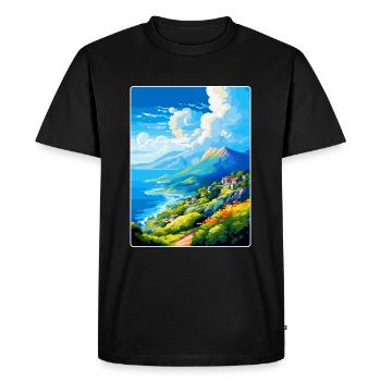 Mount Pelion Greece Vintage Travel Poster Souvenir - Men's Premium Organic T-Shirt - black - Front - Nico (187cm)