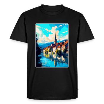 Schaffhouse Suisse Affiche de voyage vintage WPA - T-shirt Premium bio Homme - noir - Devant - Nico (187cm)