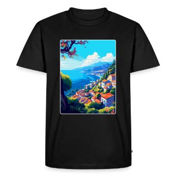 Funchal Portugal Vintage Travel Poster Souvenir - Men's Premium Organic T-Shirt - black - Front - Nico (187cm)
