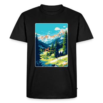 Gstaad Suisse Affiche de voyage vintage souvenir - T-shirt Premium bio Homme - noir - Devant - Nico (187cm)