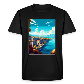 Genève Suisse Affiche de voyage vintage souvenir - T-shirt Premium bio Homme - noir - Devant - Nico (187cm)