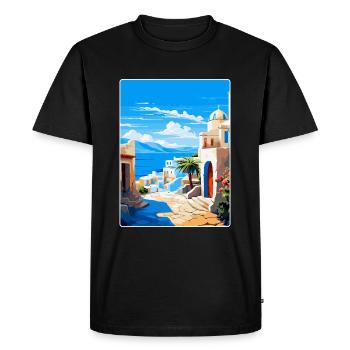 Kos Greece Vintage Travel Poster Souvenir Souvenir - Men's Premium Organic T-Shirt - black - Front - Nico (187cm)
