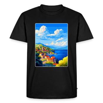 Ithaca Greece Vintage Travel Poster WPA Souvenir - Men's Premium Organic T-Shirt - black - Front - Nico (187cm)