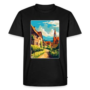 Alsace France Affiche de voyage vintage WPA Souvenir - T-shirt Premium bio Homme - noir - Devant - Nico (187cm)
