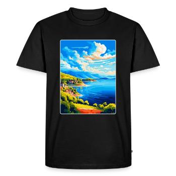 Ithaca Greece Vintage Travel Poster WPA Souvenir - Men's Premium Organic T-Shirt - black - Front - Nico (187cm)
