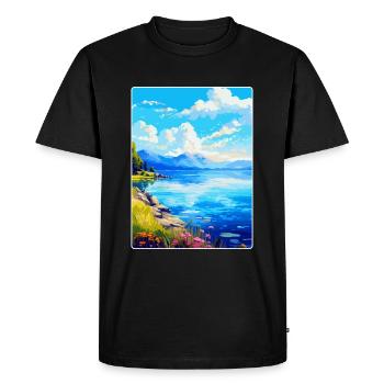 Lac du Bourget France Affiche de voyage vintage souvenir - T-shirt Premium bio Homme - noir - Devant - Nico (187cm)