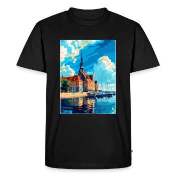 Rostock Allemagne Affiche de voyage vintage Souvenir WPA - T-shirt Premium bio Homme - noir - Devant - Nico (187cm)