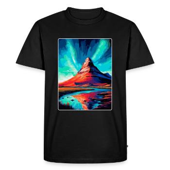 Kirkjufell Iceland Vintage Travel Poster Souvenir - Men's Premium Organic T-Shirt - black - Front - Nico (187cm)