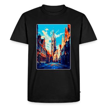 Leuven Belgium Vintage Travel Poster Souvenir WPA - Men's Premium Organic T-Shirt - black - Front - Nico (187cm)
