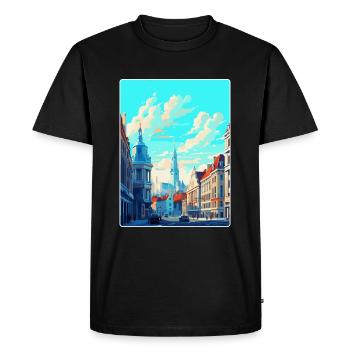 Brussels Belgium Vintage Travel Poster Souvenir - Men's Premium Organic T-Shirt - black - Front - Nico (187cm)