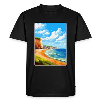 Torquay Cliffs England Uk Vintage Travel Poster - Men's Premium Organic T-Shirt - black - Front - Nico (187cm)
