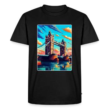 Tower Bridge Angleterre Royaume-Uni Affiche de voyage vintage WPA - T-shirt Premium bio Homme - noir - Devant - Nico (187cm)