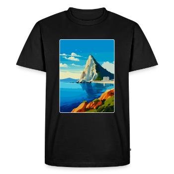 Rock Of Gibraltar Vintage Travel Poster Souvenir - Men's Premium Organic T-Shirt - black - Front - Nico (187cm)