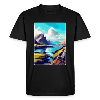 Isle Of Skye Scotland Uk Travel Poster Souvenir - Men's Premium Organic T-Shirt - black - Front - Nico (187cm)