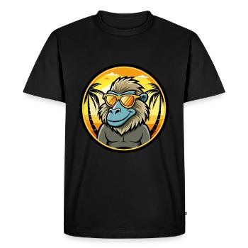 Babouin Drôle Dessin Animé Plage D’été Lunettes De Soleil Cool - T-shirt Premium bio Homme - noir - Devant - Nico (187cm)