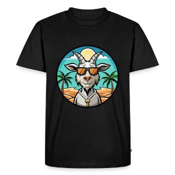 Chèvre Drôle Dessin Animé Plage D’été Lunettes De Soleil Autocollant - T-shirt Premium bio Homme - noir - Devant - Nico (187cm)