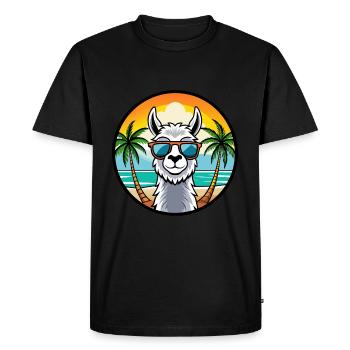 Lama Drôle Dessin Animé Plage D’été Lunettes De Soleil Cool - T-shirt Premium bio Homme - noir - Devant - Nico (187cm)