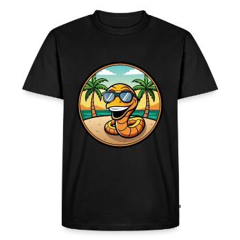 Serpent Drôle Dessin Animé Plage D’été Lunettes De Soleil Cool - T-shirt Premium bio Homme - noir - Devant - Nico (187cm)