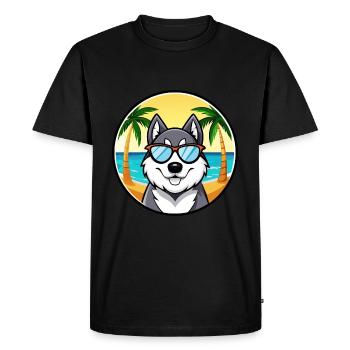 Husky Dog Drôle Dessin Animé Plage Lunettes De Soleil - T-shirt Premium bio Homme - noir - Devant - Nico (187cm)
