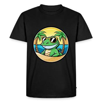 Lizard Funny Cartoon Summer Beach Sunglasses Cool - Men's Premium Organic T-Shirt - black - Front - Nico (187cm)