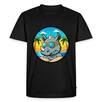 Rhino Drôle Dessin Animé Plage D’été Lunettes De Soleil Cool - T-shirt Premium bio Homme - noir - Devant - Nico (187cm)