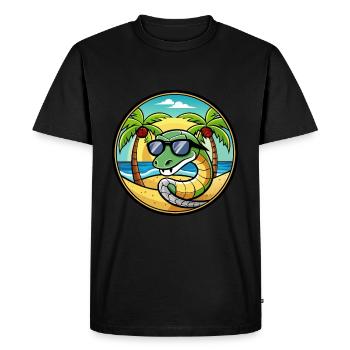 Serpent Drôle Dessin Animé Plage D’été Lunettes De Soleil Cool - T-shirt Premium bio Homme - noir - Devant - Nico (187cm)