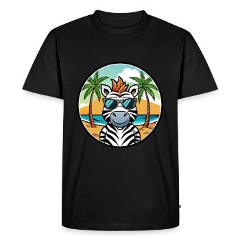 Zebra Funny Cartoon Summer Beach Sunglasses Cool - Men's Premium Organic T-Shirt - black - Front - Nico (187cm)