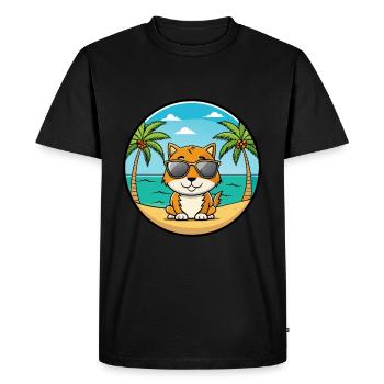 Chypre Chat Race Dessin Animé Lunettes De Soleil Plage - T-shirt Premium bio Homme - noir - Devant - Nico (187cm)