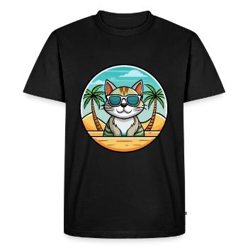Américain Wirehair Chat Race Dessin Animé Lunettes de soleil Plage - T-shirt Premium bio Homme - noir - Devant - Nico (187cm)