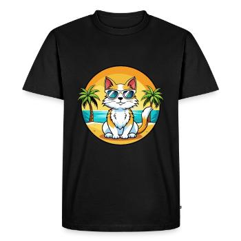 Lunettes de soleil de dessin animé de race de chat turc plage - T-shirt Premium bio Homme - noir - Devant - Nico (187cm)