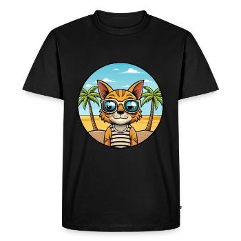 Ocicat Breed Cartoon Sunglasses Beach - Men's Premium Organic T-Shirt - black - Front - Nico (187cm)