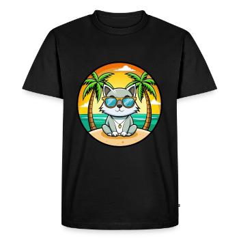 Asian Cat Breed Cartoon Sunglasses Beach - Men's Premium Organic T-Shirt - black - Front - Nico (187cm)