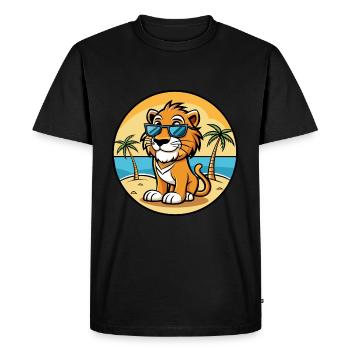 Liger Hybride Lion Tigre Chat Race Dessin Animé Plage - T-shirt Premium bio Homme - noir - Devant - Nico (187cm)