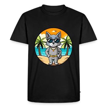 Korat Cat Breed Cartoon Sunglasses Beach - Men's Premium Organic T-Shirt - black - Front - Nico (187cm)