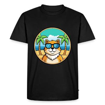 Ragamuffin Cat Breed Cartoon Sunglasses Beach - Men's Premium Organic T-Shirt - black - Front - Nico (187cm)