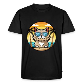 Selkirk Rex Cat Breed Cartoon Sunglasses Beach - Men's Premium Organic T-Shirt - black - Front - Nico (187cm)