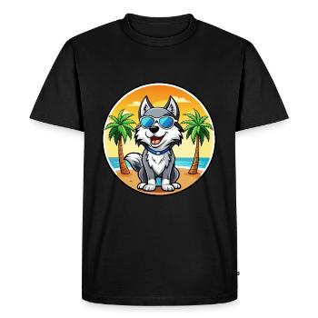 Alaskan Husky Dog Breed Cartoon Sunglasses Beach - Men's Premium Organic T-Shirt - black - Front - Nico (187cm)