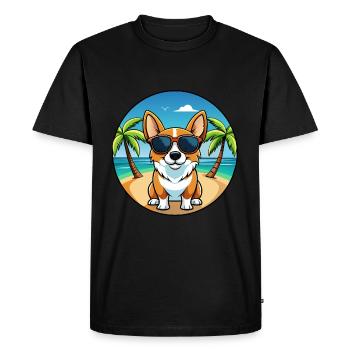 Cardigan Welsh Corgi Dog Breed Cartoon Sunglasses - Men's Premium Organic T-Shirt - black - Front - Nico (187cm)