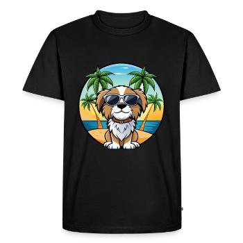 Cavalier Chien Race Dessin Animé Lunettes de Soleil Plage - T-shirt Premium bio Homme - noir - Devant - Nico (187cm)