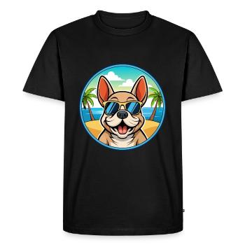 Chien Français Chien Race Dessin Animé Lunettes De Soleil Plage - T-shirt Premium bio Homme - noir - Devant - Nico (187cm)