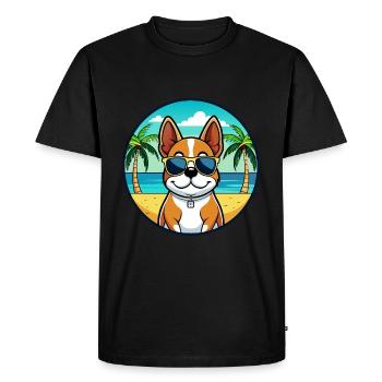 Lunettes de soleil de dessin animé de race de chien de Bretagne française plage - T-shirt Premium bio Homme - noir - Devant - Nico (187cm)