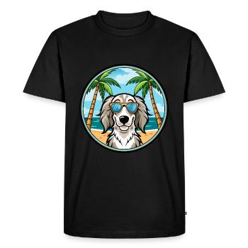 English Setter Dog Breed Cartoon Sunglasses Beach - Men's Premium Organic T-Shirt - black - Front - Nico (187cm)