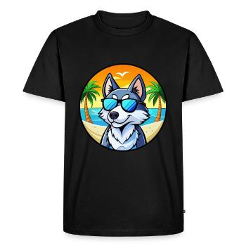 Husky Chien Race Dessin Animé Lunettes De Soleil Plage - T-shirt Premium bio Homme - noir - Devant - Nico (187cm)