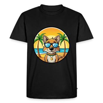 Indian Pariah Dog Breed Cartoon Sunglasses Beach - Men's Premium Organic T-Shirt - black - Front - Nico (187cm)