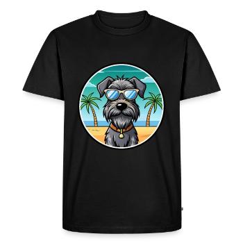 Chien d’arrêt allemand à poil dur race dessin animé plage - T-shirt Premium bio Homme - noir - Devant - Nico (187cm)