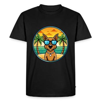 Jagdterrier Chien Race Dessin Animé Lunettes De Soleil Plage - T-shirt Premium bio Homme - noir - Devant - Nico (187cm)