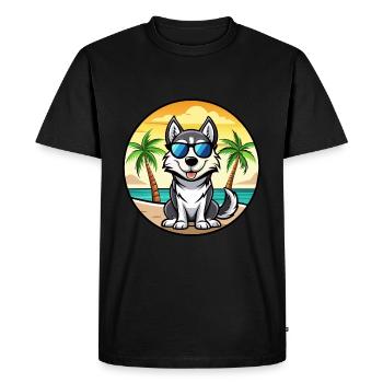 Labrador Husky Chien Race Dessin Animé Lunettes De Soleil Plage - T-shirt Premium bio Homme - noir - Devant - Nico (187cm)
